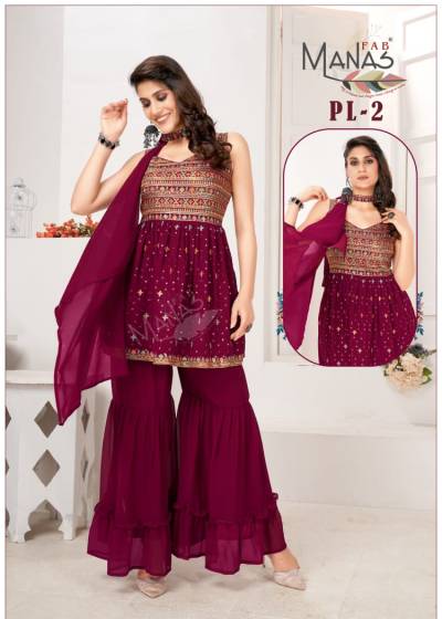PL 2 By Manas Fab Designer Partywear Readymade Salwar Kameez Collection